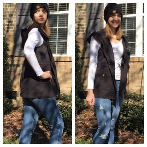 Just In-Military Hoodie Vest w/ Drawstring Waist